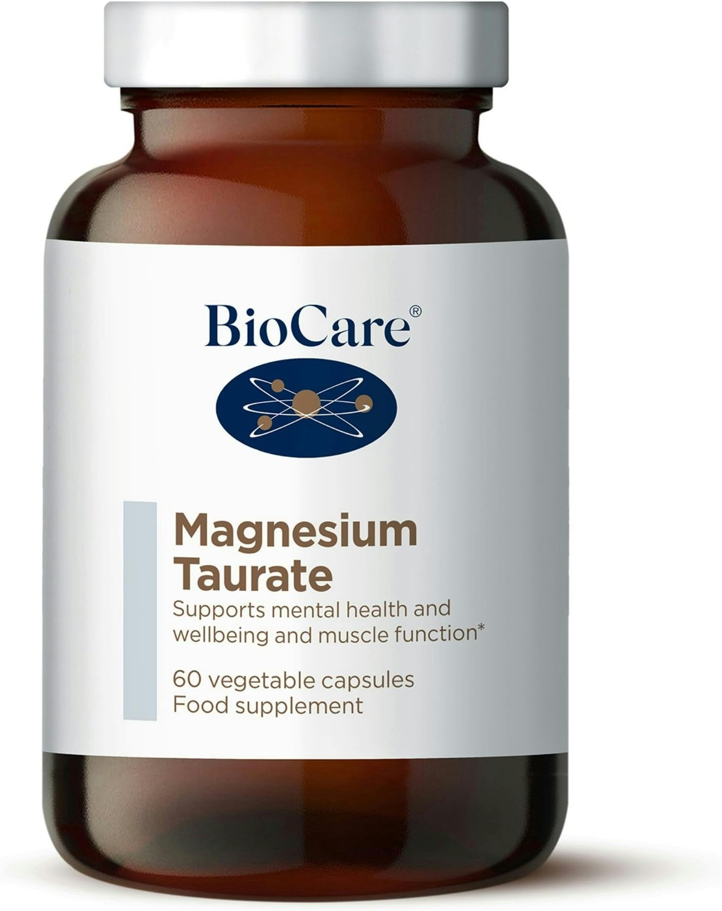 BioCare Magnesium Taurate - Well-Absorbed Magnesium for Tiredness, Energy, Muscle and Nervous System Support - 60 Capsules