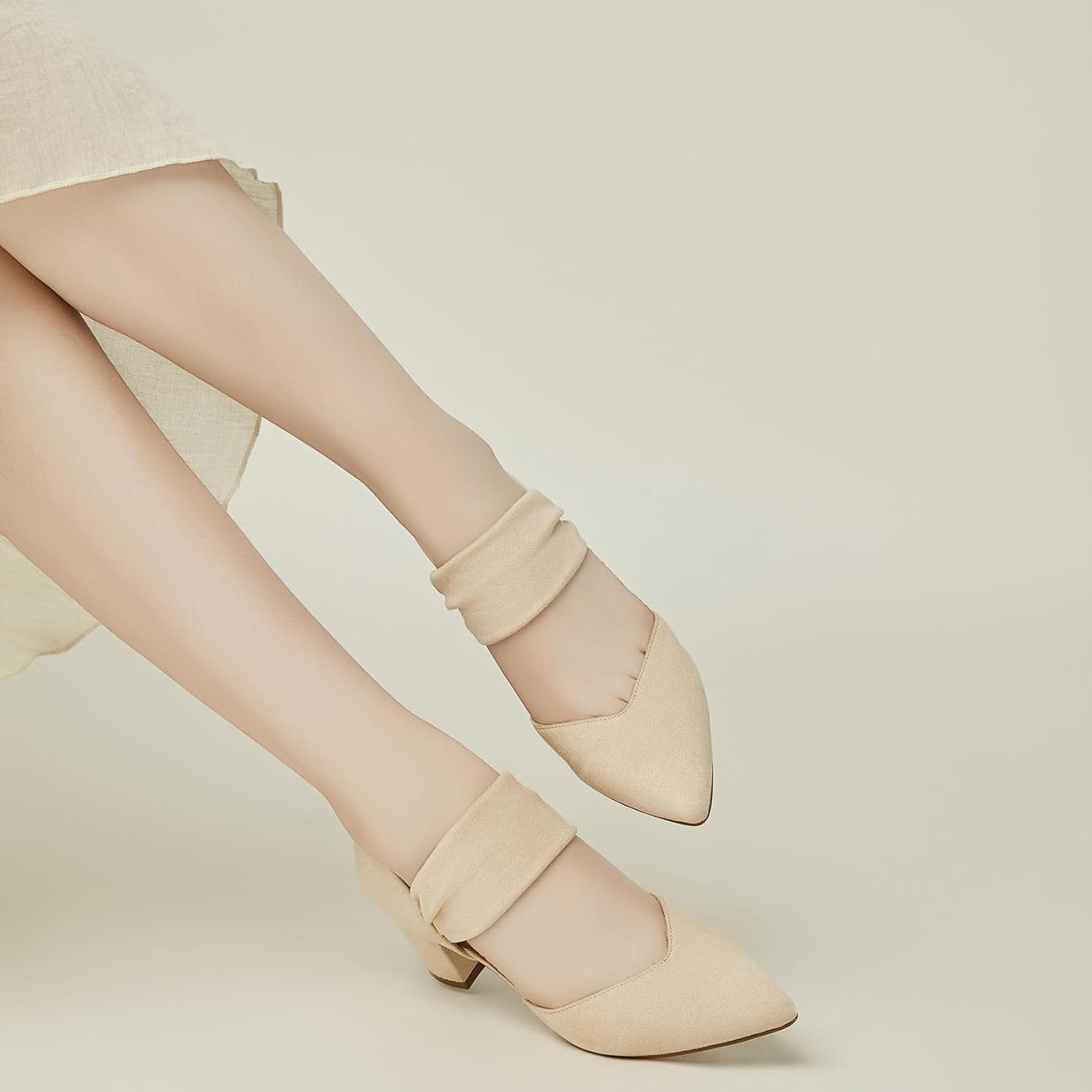 Volattio Women's Pumps Closed Toe Low Chunky Heels Dress Shoes for Women Comfortable Dressy Party Wedding Bridal Shoes - Image 4