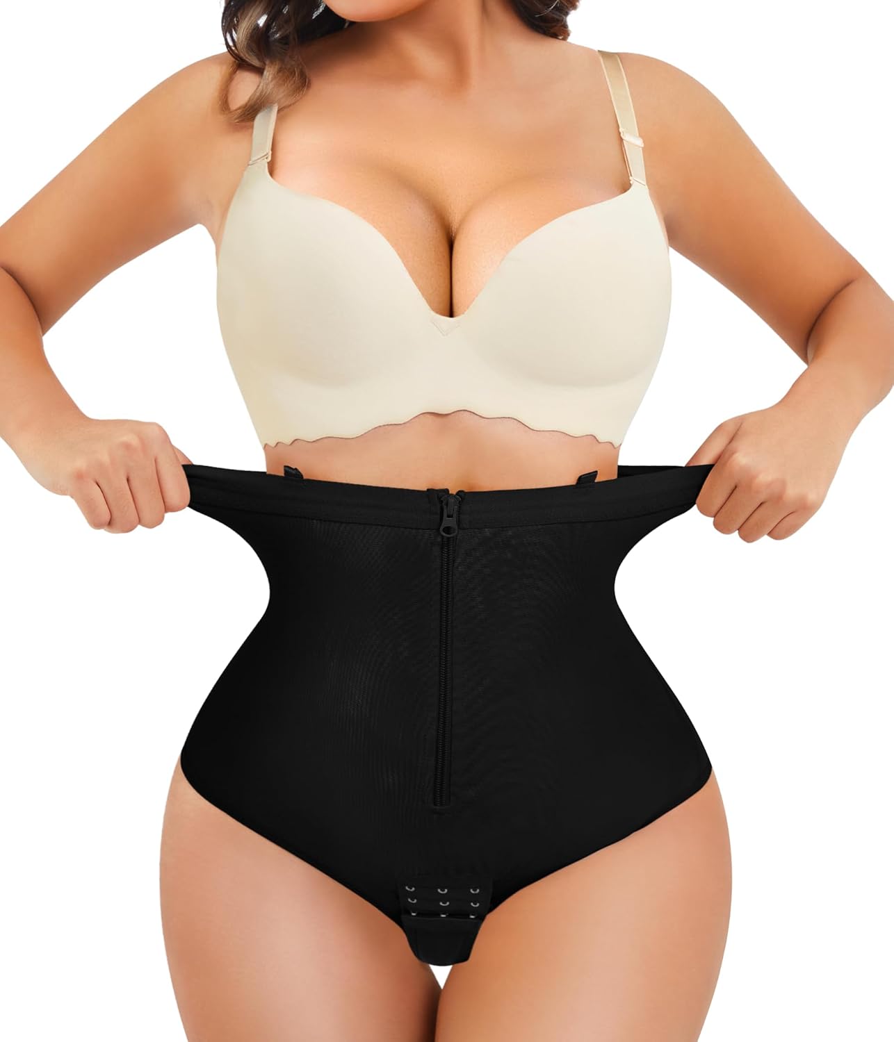 YERKOAD Thong Shapewear for Women Zipper Double Tummy Control Panties High Waisted Girdle Slimming Underwear - Image 2