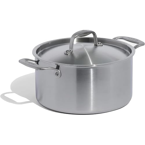 Made In Cookware - 6 Quart Stainless Steel Stock Pot With Lid - 5 Ply Stainless Clad - Professional Cookware - Crafted in Italy - Induction Compatible