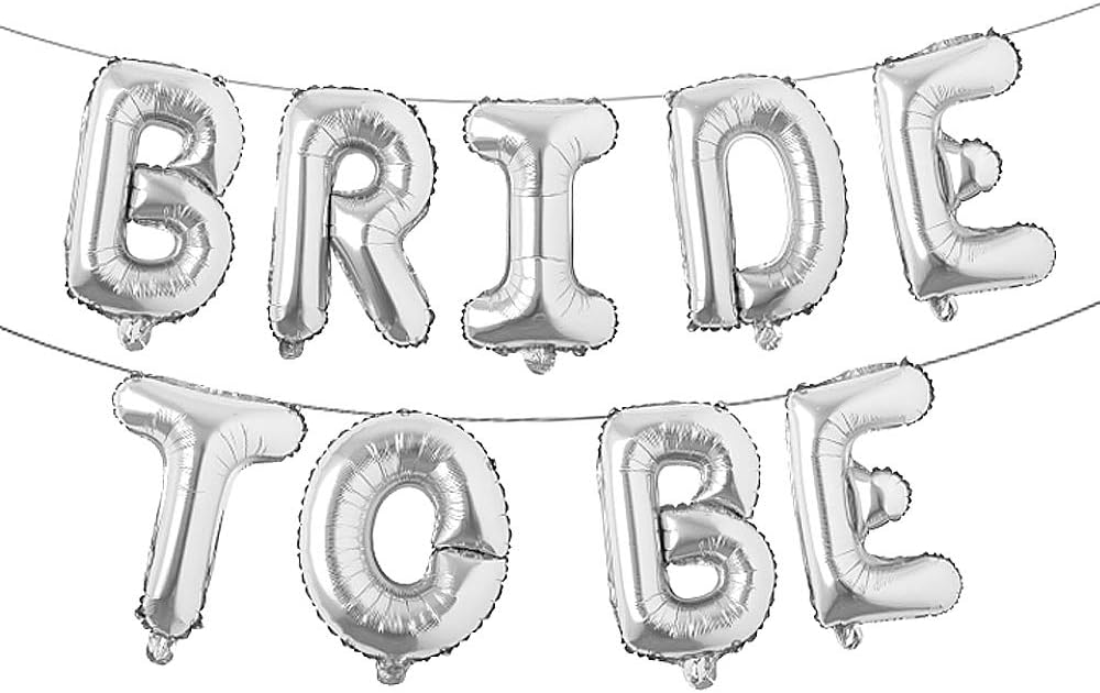 Bride to Be Banner Letters Balloons Pack Engagement Party Decorations 16 Inches of Foil Mylar Supplies Kit for Bachelorette Celebration or Bridal Shower