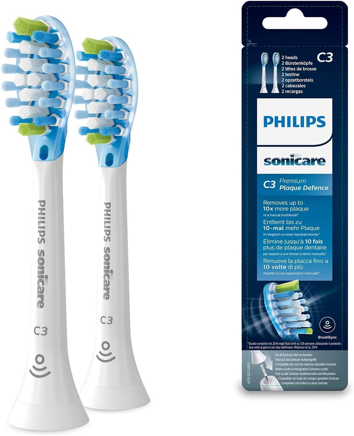 Sonicare Original AdaptiveClean Standard Sonic Toothbrush Heads - 2 Pack in White (Model HX9042/17)