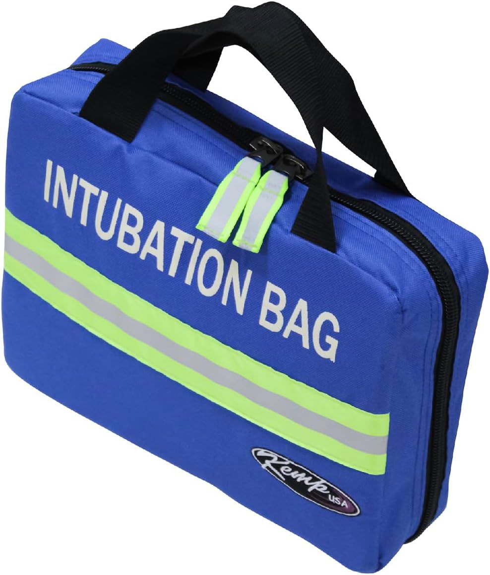 Kemp USA 14" Outdoor Intubation Bag, Royal Blue, Black & Green, Durable Medical & Emergency Equipment Bag for EMS, First Responders & Survival Use