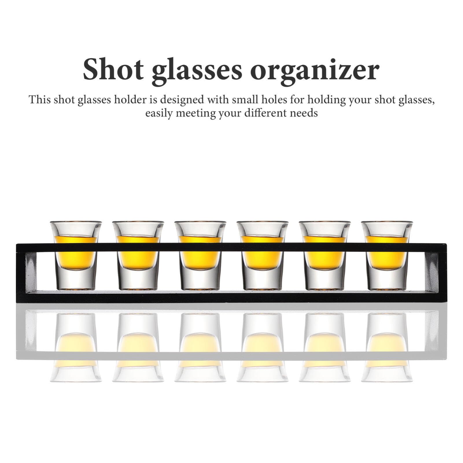 Alipis Planche De En Bois Plateau De Support De Verre À Liqueur Petit Verres À Bière De Présentoir Pour La Maison Bar Pub Whisky Vodka Rhum Cocktail Noir