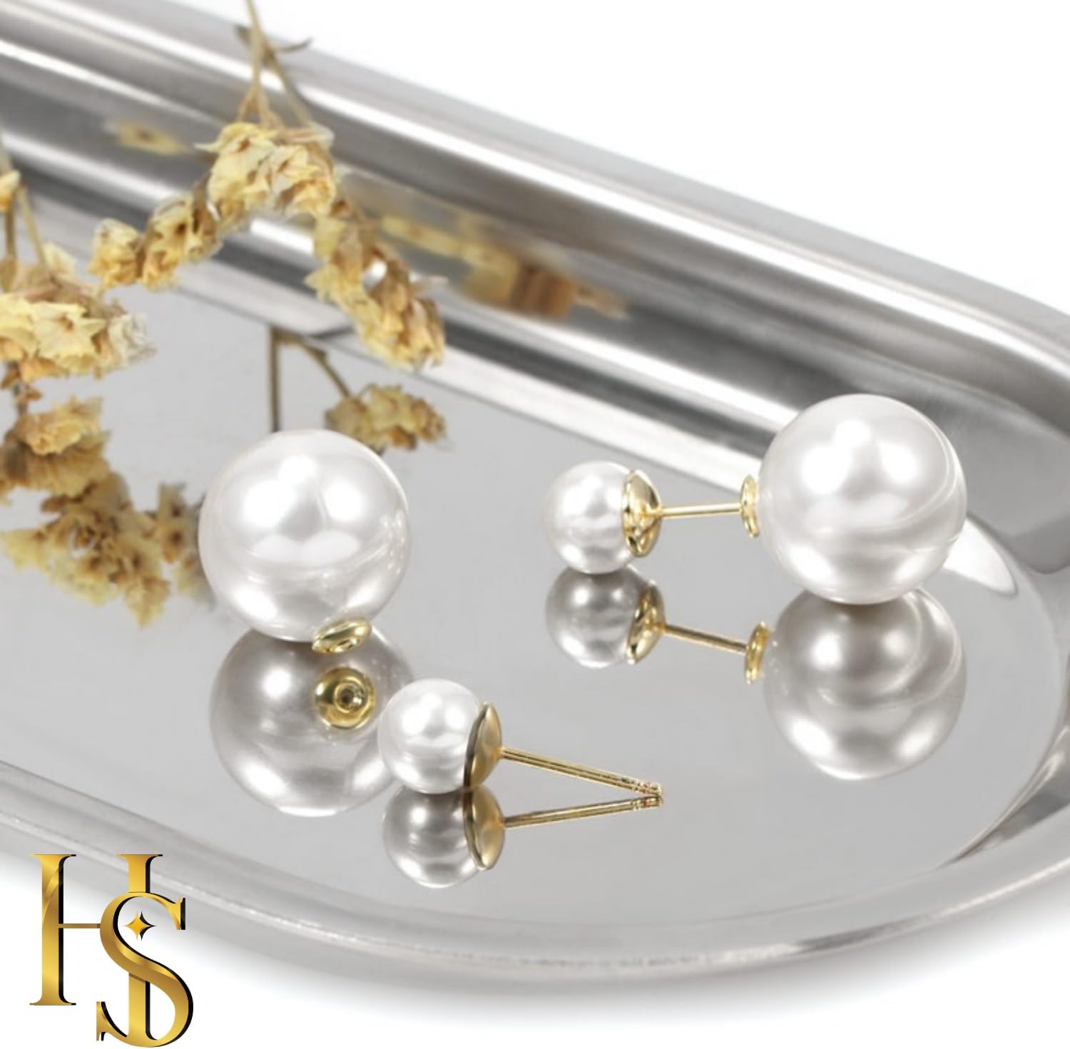 HighSpark Double Sided Pearl Earrings - Pearl Front Back Earrings - Many Styles - Stunning Gift - Image 4