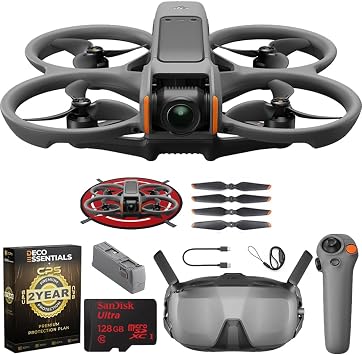 DJI Avata 2 Fly Smart Combo Single Battery with FPV Drone Including Goggles 3 and RC Motion 3, Immersive Experience, Built-in Propeller Guard, POV Content Bundle with Deco Gear Accessories