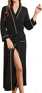 HEARTNICE Womens 100% Cotton Robe, Soft Kimono Spa Long Bathrobe Lightweight Loungewear