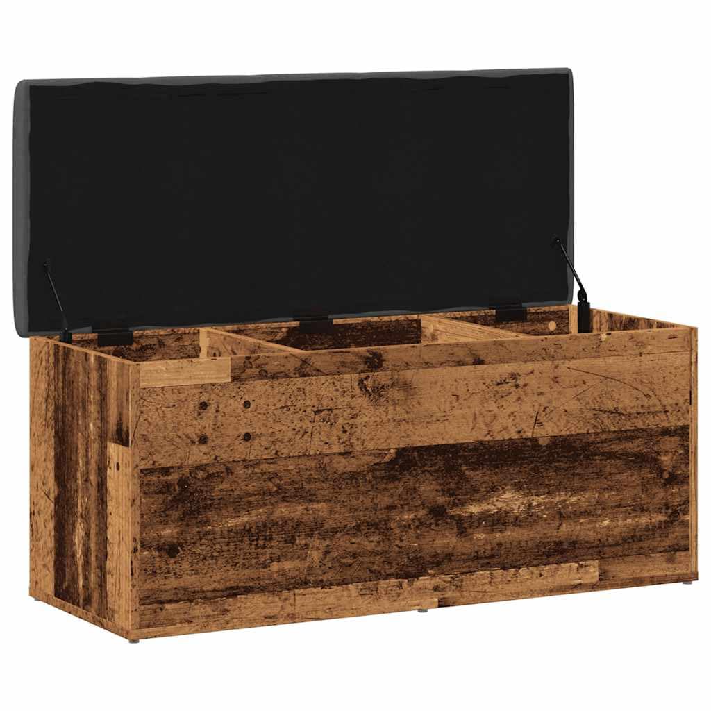 Ławka do siedzenia z miejscem do przechowywania z materiału drewnopochodnego o wyglądzie starego drewna, 102 x 42 x 45 cm, do korytarza, sypialni, salonu, garderoby, szafka na buty z