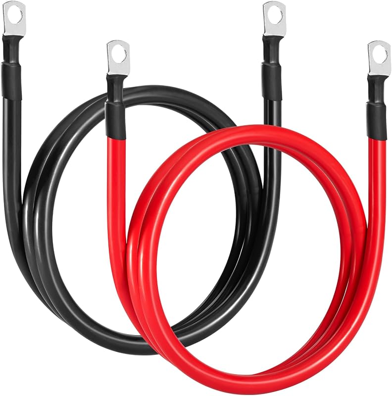 Gedlex Akkumulátor Kábel 35mm² 100cm - Oxigénmentes Réz Autó Kábelszett M10 Csatlakozóval, 150A, 12-24V Akkumulátorhoz, Piros-Fekete PVC Szi
