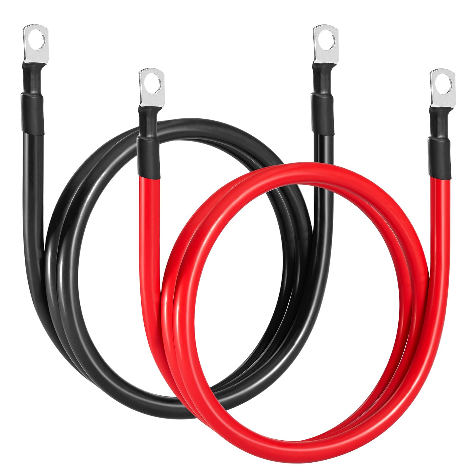 Cavi Batteria Auto 35mm2, Cavo Auto Batteria 2AWG 100cm, Filo di Rame Senza Ossigeno, Corrente Massima 150A, Tensione Nominale 450V, 35mm² Cavi Batteria Camper 12V 24V