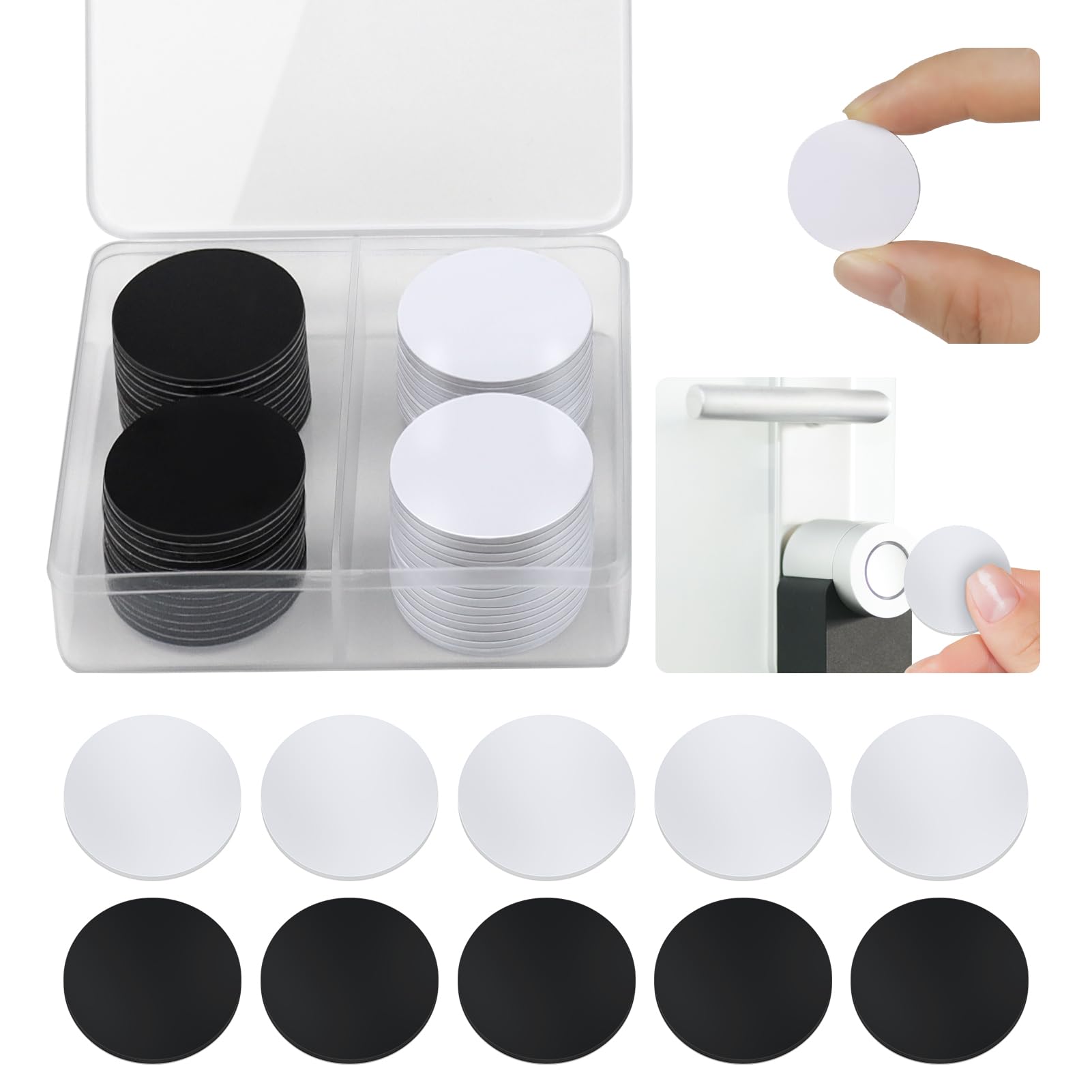 50 Pcs NFC Stickers Tags, NFC Cards with Adhesive Back, Round Rewritable NFC Cards, 504 Bytes Memory Compatible (25mm)