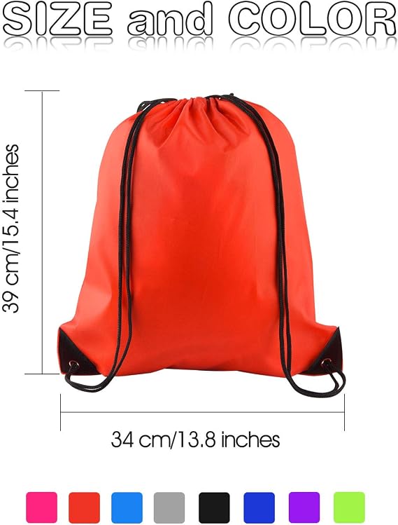 FEPITO 2/8/12/15/16/22 Pack Drawstring Backpack Bags Sack Cinch Bag String Backpack for Gym Traveling (8, Colorful)
