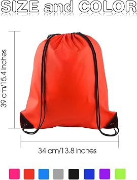 FEPITO 2/8/12/15/16/22 Pack Drawstring Backpack Bags Sack Cinch Bag String Backpack for Gym Traveling (8, Colorful)