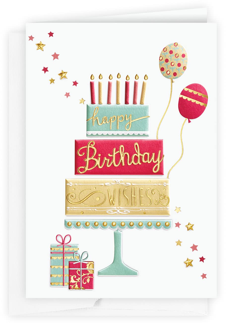 The Gallery Collection, 1 Count Card Pack, Birthday Card with Foil Lined Envelope (Three Tier Cheer)