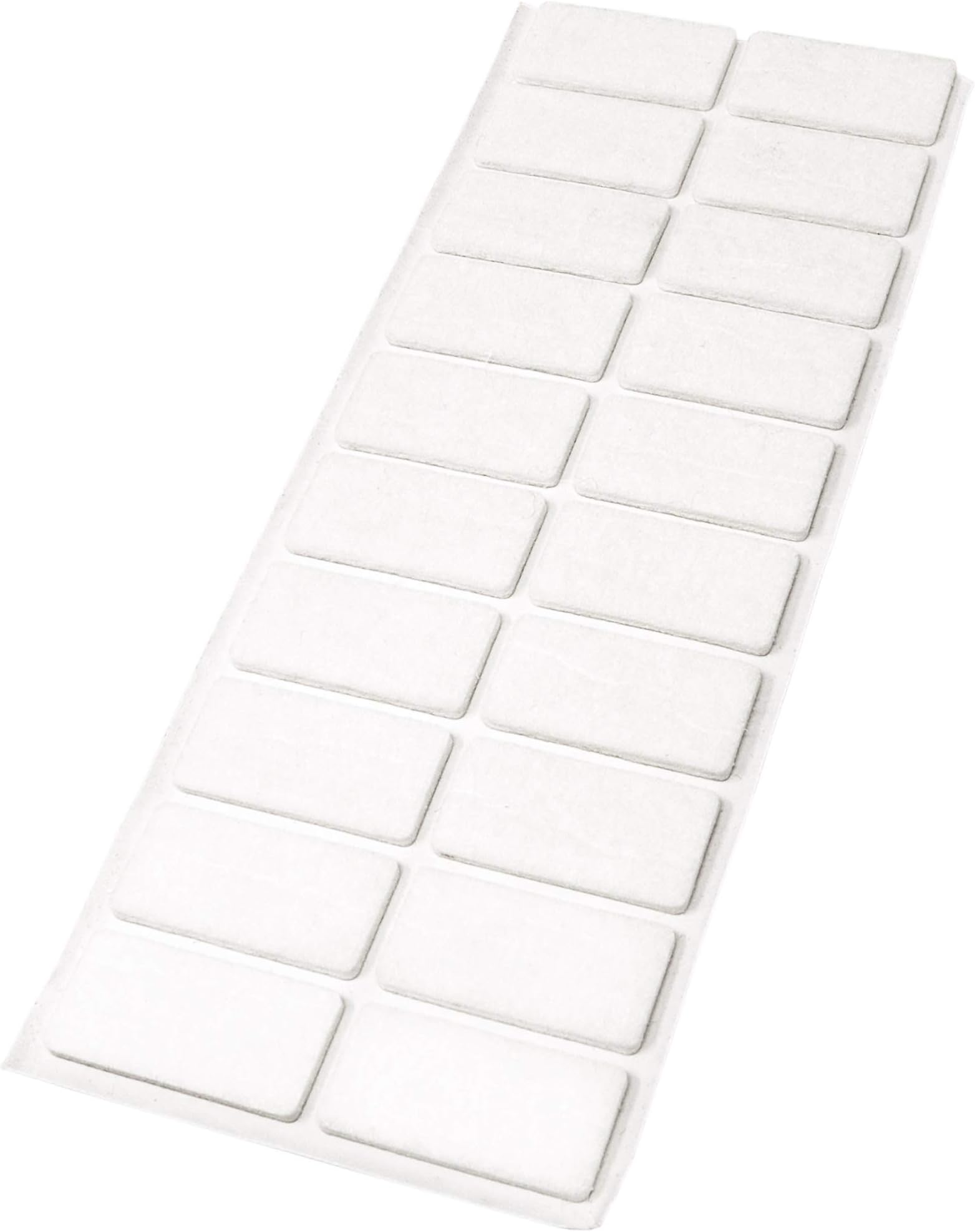Adsamm® / 20 x self-adhesive felt pads/White / 0.79x1.57'' (20x40 mm) / rectangular / 0.138'' / 3.5 mm thick stick-on furniture felt glides/Furniture & Chair Glides