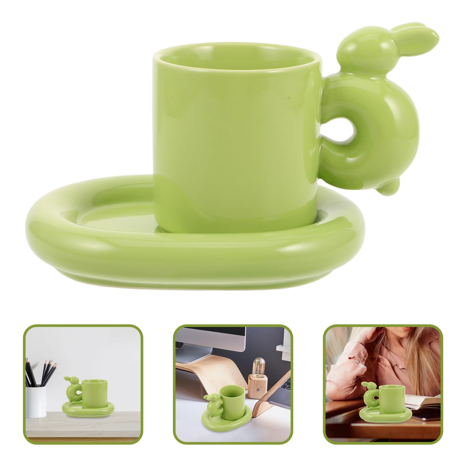 Garneck Set Di Tazze Carine Con Coniglietto Pasquale Tazza in Ceramica Con Piattino Tazza Da Caffè E Tè Novità Per La Famiglia Ragazzi E Ragazze Adulti