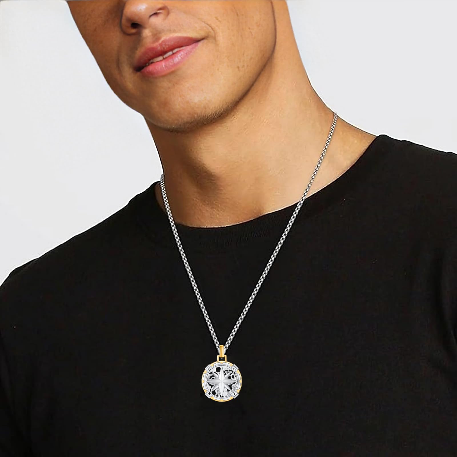 CUOKA MIRACLE Collier boussole en argent sterling 925 - Chaîne celtique pour homme - Pendentif celtique - Pour femme - Petit collier pour la Saint-Valentin, Noël, un anniversaire