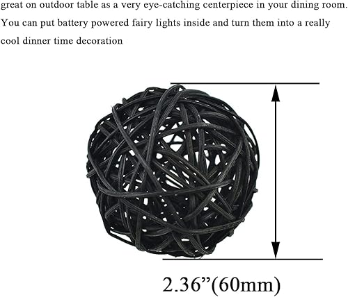 Miniatura 8 de HAHIYO Bolas de mimbre de mimbre de 1.969 in de diámetro, bien construidas, permanecen apretadas, magníficas tonalidades de color, espacio de
