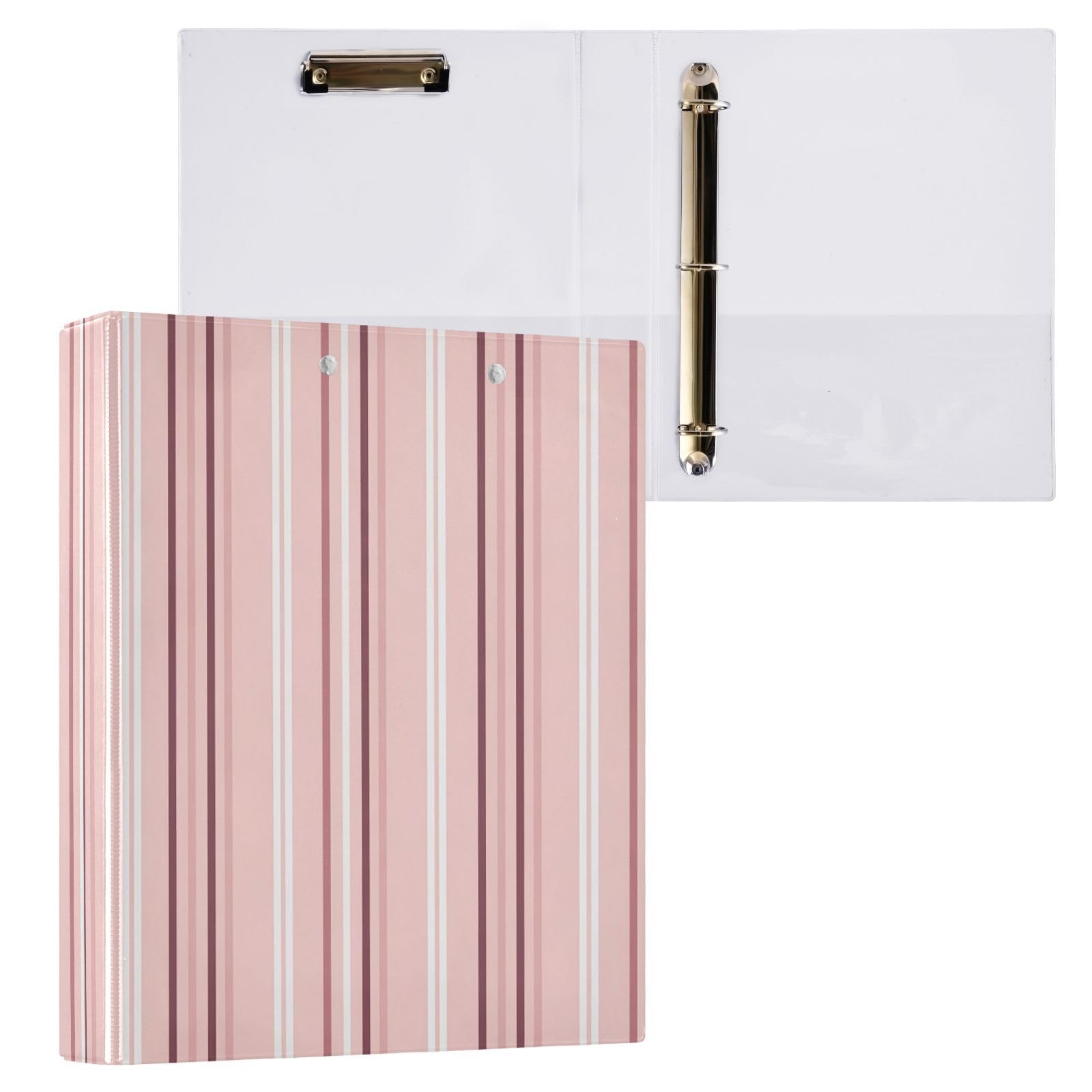 Raccoglitori a 3 anelli da 3,8 cm, motivo a strisce decorative, con clip in metallo, formato A4, organizer per casa e ufficio, confezione da 2