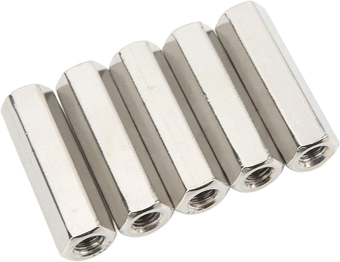 EVTSCAN M10 Hex Coupling Nut Kit - 5Pcs Rustproof Stainless Steel Coupling Nuts with 6 Sides for Maintenance and Repair