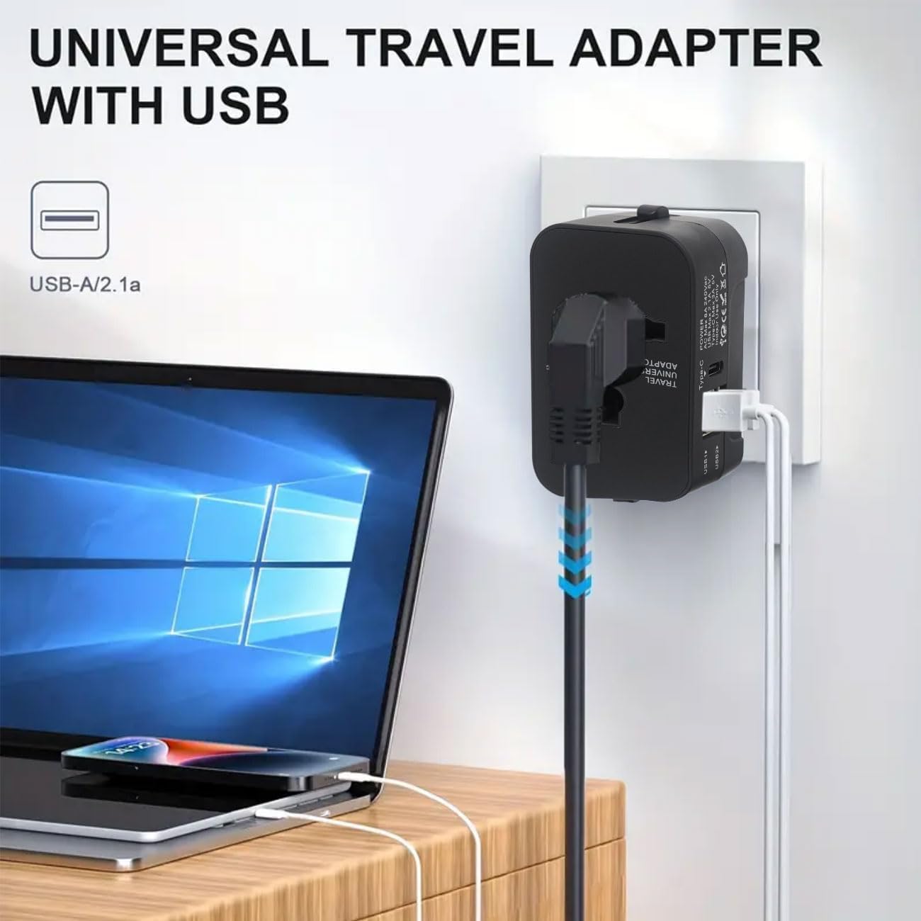 Travel Adapter with USB, Universal All in One Worldwide Travel Adapter Power Con... 4