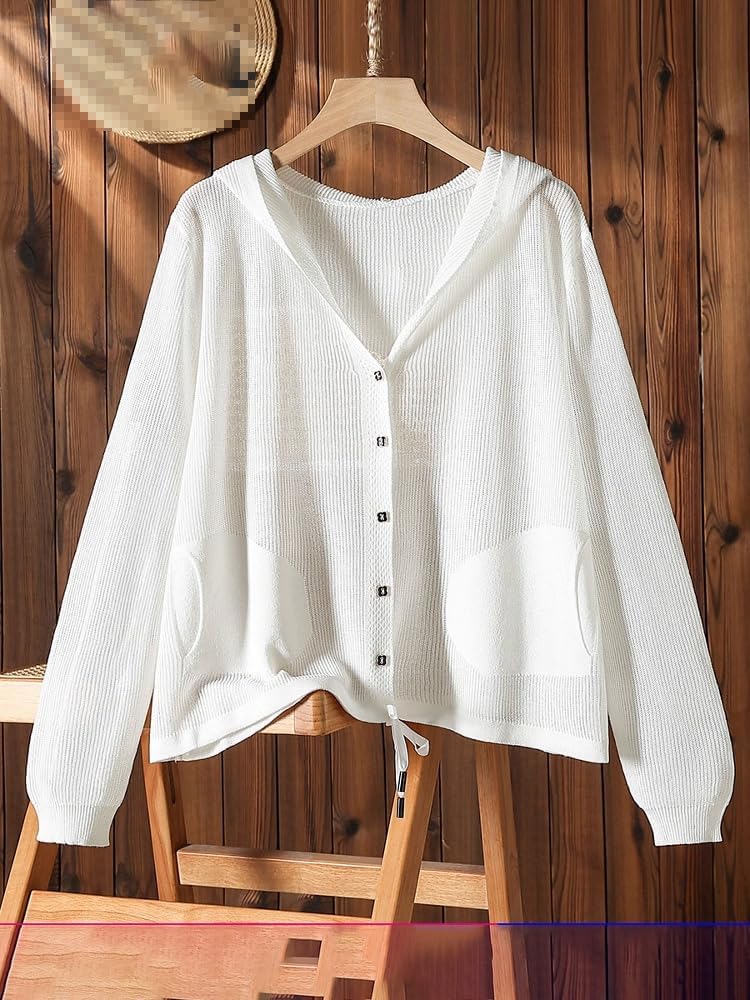 Large size ice silk knitted cardigan for women, summer thin air conditioning blouse, loose short jacket