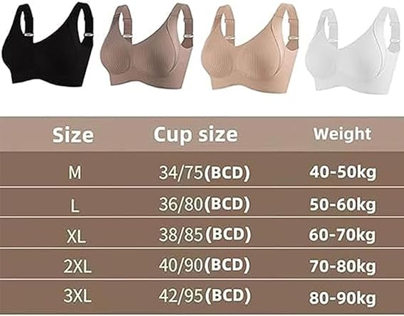 Floralshe Bra,Floralshe Brasier,Women's Solid Color Four Rows Adjustable Wireless Bra,Soft Seamless Full Coverage