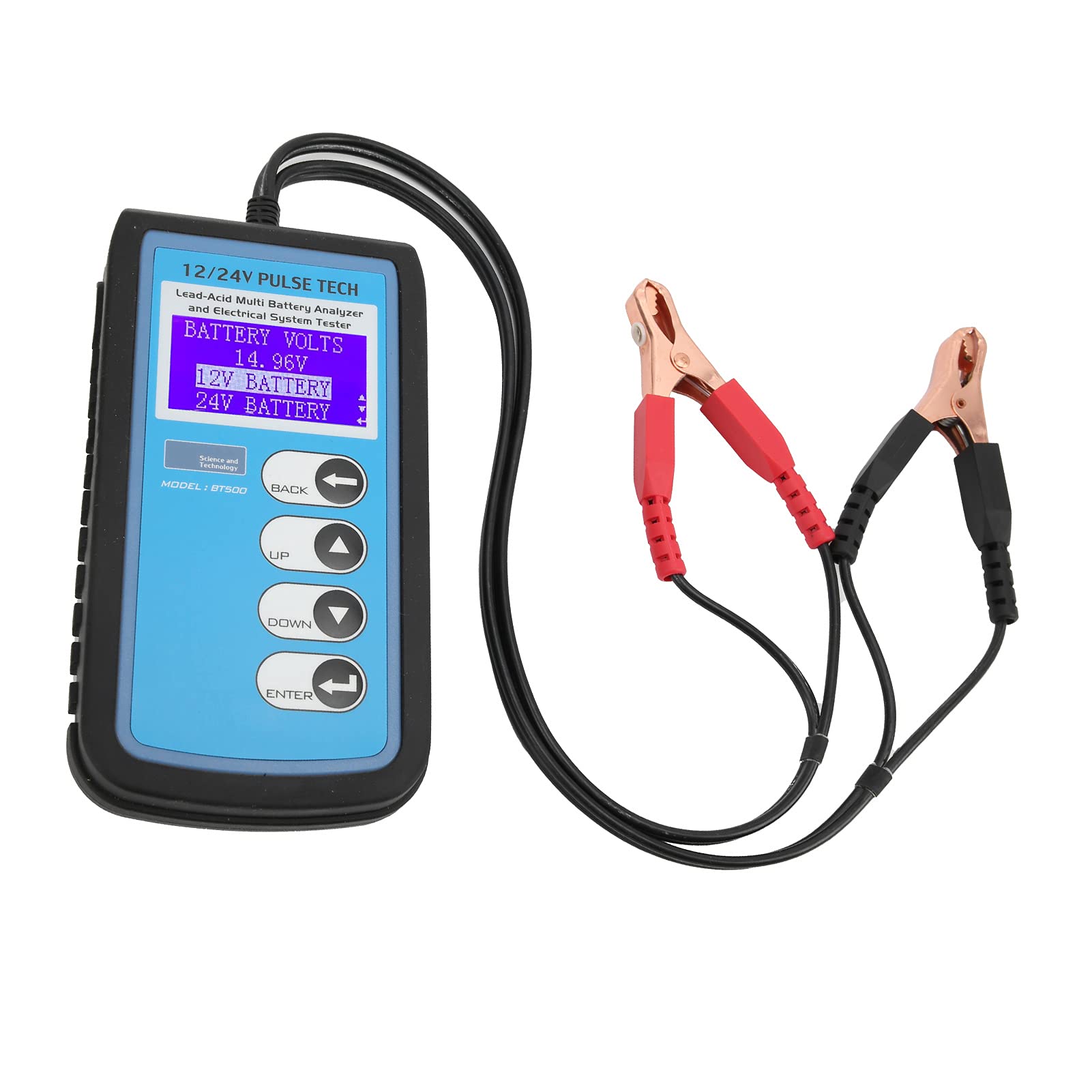 BT500 Batterietester, 12V/24V Autobatterieprüfer mit LCD-LED-Display mit Hintergrundbeleuchtung, Autobatterieanalysator für CCA DIN IEC EN JIS Standard, Messwerkzeug für Kurbel-