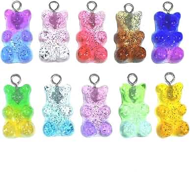 NBEADS 140 Ciondoli Orsetti Gommosi In Resina, 14 Colori, Per Creazione Gioielli E Portachiavi, 20x15 Mm