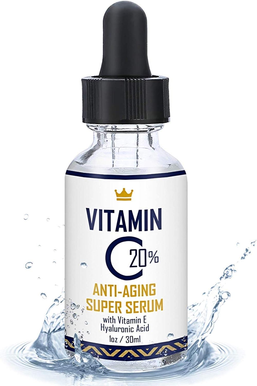 Vitamin C Serum for Face 1oz - 20% Vitamin C Super Serum with Hyaluronic Acid and Vitamin E - USA Made Anti-Aging and Hydrating Facial Serum - Best Anti Wrinkle Solution for Younger and Brighter Skin