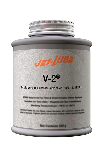 Jet-Lube V-2 - Multiuso  Sellador de roscas  Contaisn PTFE  Grado militar  Grado alimenticio  Aplicaciones automotrices  Certificado ecológico