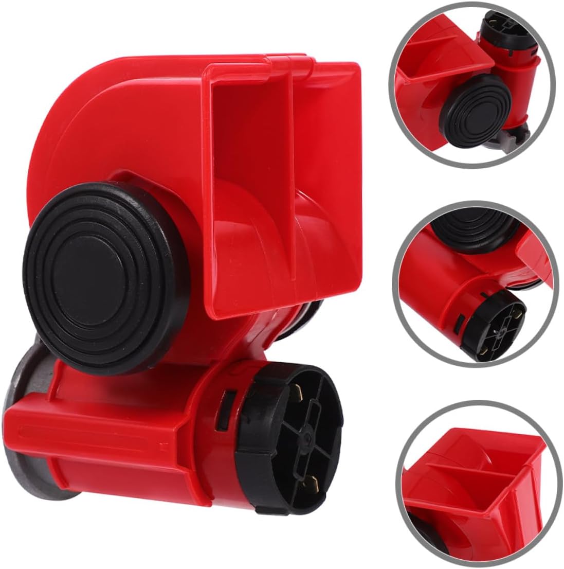 12v Red Spiral Electric Train Horn for Cars and Trucks, Loud Dual-tone Air Horn Replacement Part, Suitable for Pickup, Suv, and Rv Exterior Accessories