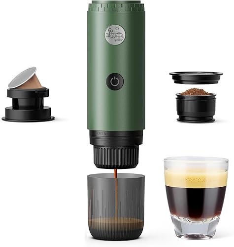 Cafetera eléctrica portátil de café expreso, cafetera de viaje para campamento, cafetera de auto con calentamiento automático con USB-C, con café