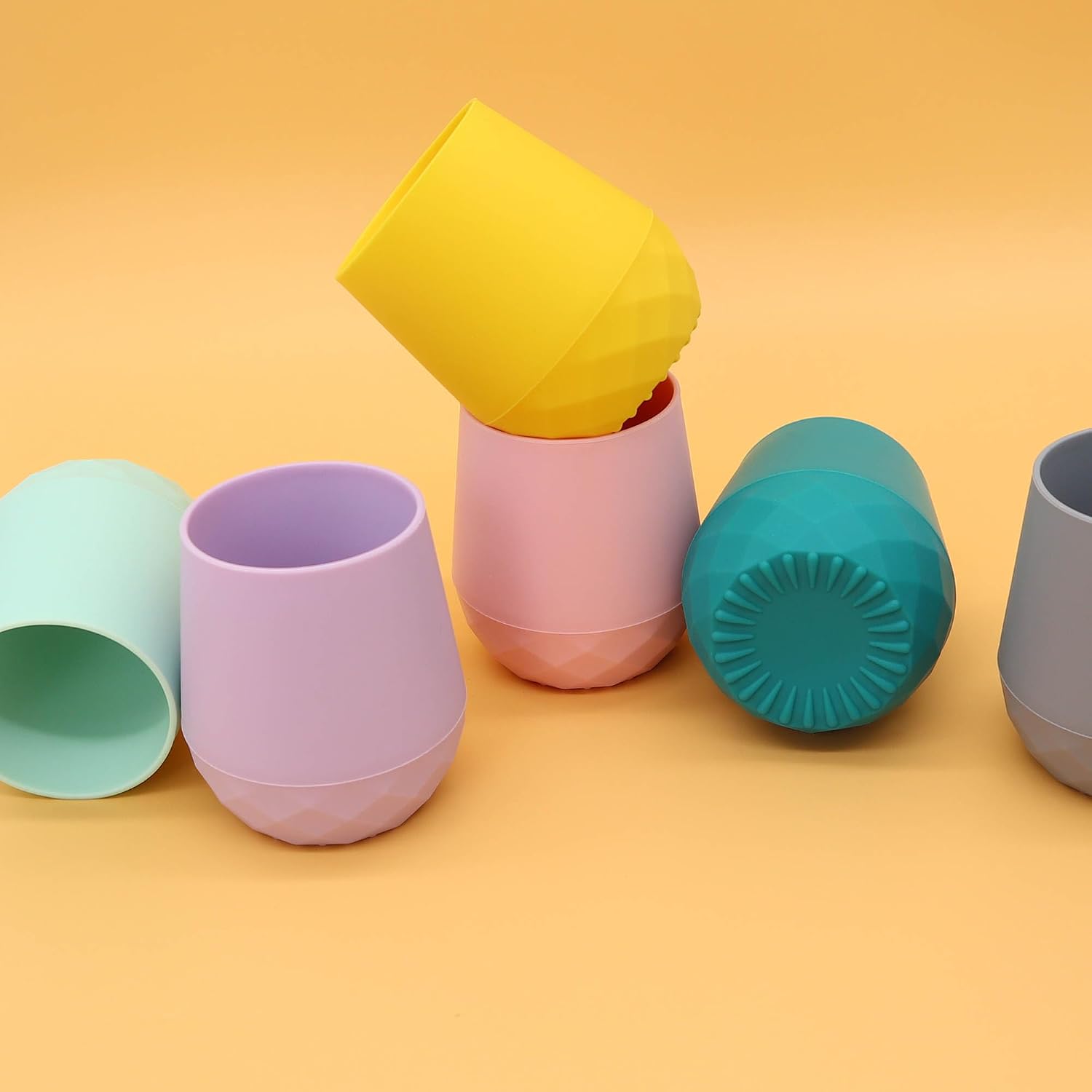 Silicone Training Cups for Babies 4 Months+ | 2 pack Tiny Transition Cup for Baby Boy Gift, Baby Water Cup for 6-12 Months, Toddler Open Cups 2oz, Baby Essentials for BLW (Aquamarine)