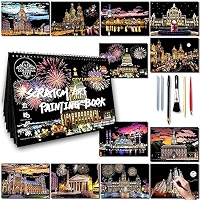Ensemble de cartes en papier à gratter arc-en-ciel de couleur magique, avec pochoir Graffiti pour bâton de dessin, jouet de peinture artistique pour enfants GYH 26 Ensemble de cartes en papier à gratter arc-en-ciel de couleur magique, avec pochoir Graffiti pour bâton de dessin, jouet de peinture artistique pour enfants GYH 26