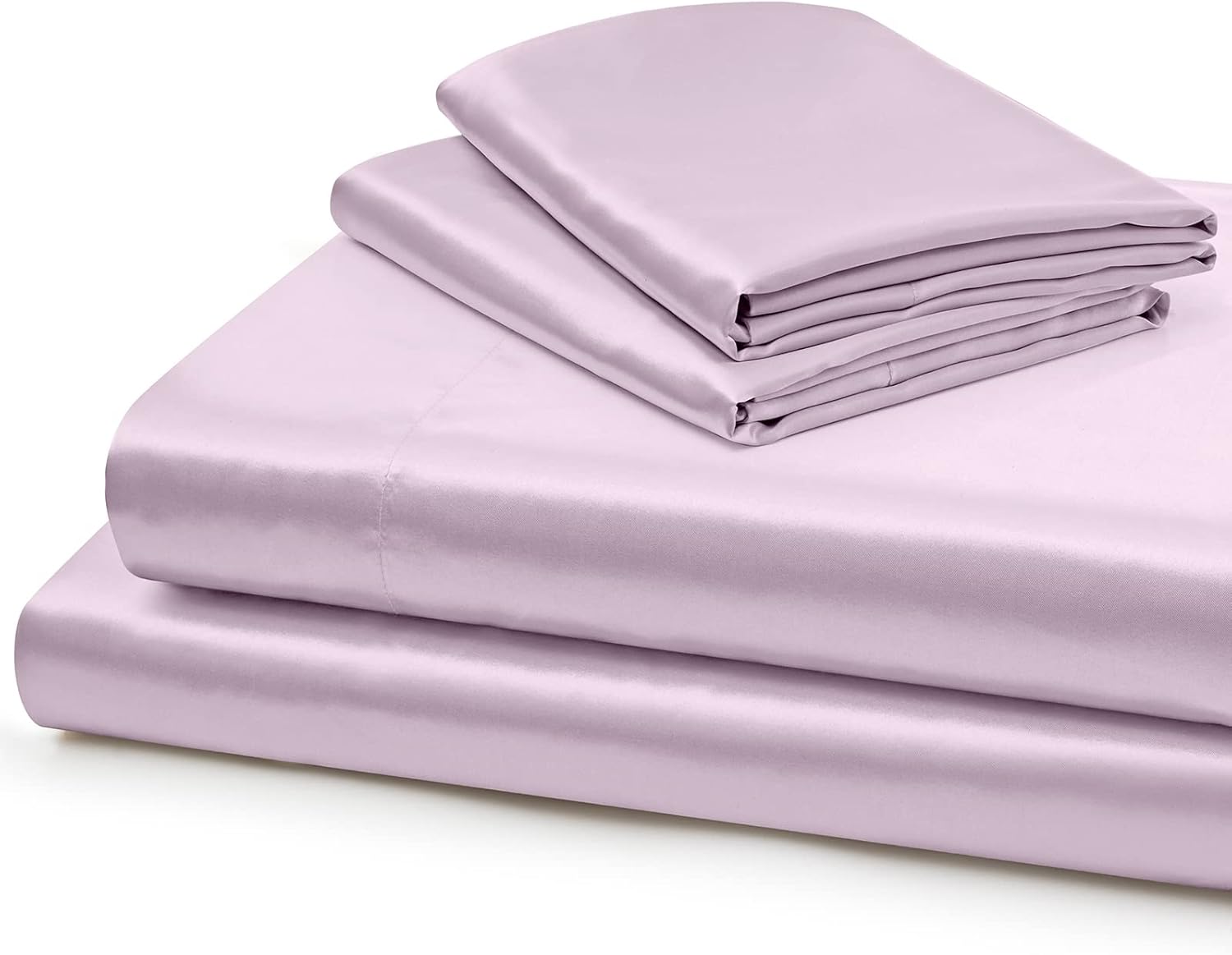 Vonty Satin Sheets Extra Deep Pocket California King Sheet Set - Cooling & Silky Satin Cal King Sheet with 18-24 Inch Deep Pocket, Luxury Lavender Satin Bed Sheets Fit Up to 24" Deep Matress - 4Pcs