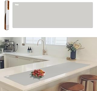49.2" x 15.7" Large Silicone Mat for Kitchen Counter Protector, Cuttable Silicon Countertop Protector Mat Heat Resistant Mats for Countertop, Cut to Fit Placemat Ship Roll by Foepoge, Gray