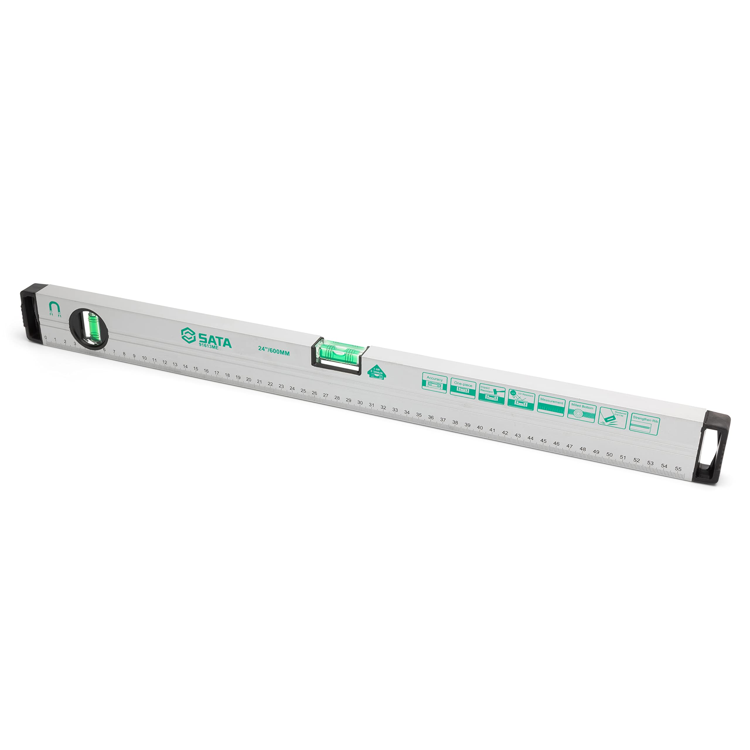 SATA ST91613ME Nivel de Caja Magnética de Aluminio 60 cm, con Precisión de 0,5 mm/m