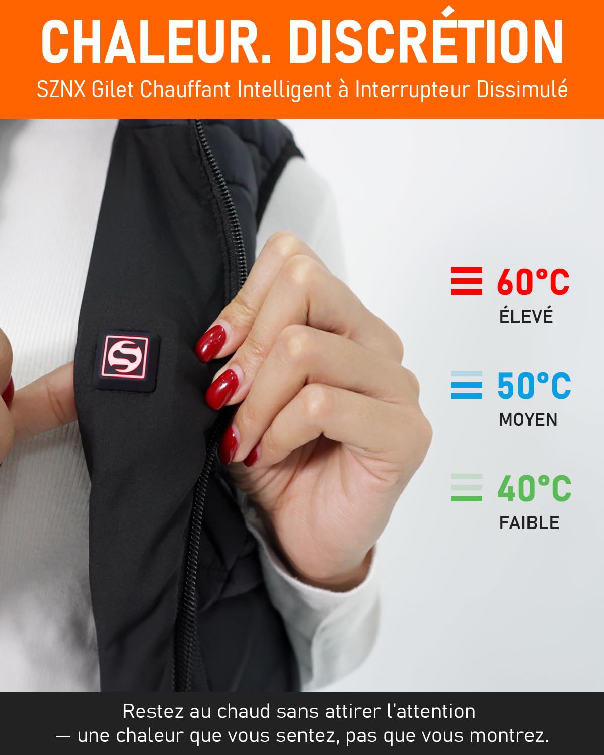 SZNX Gilet Chauffant Femme avec Batterie Incluse – Veste Chauffante Électrique 6 Zones, Gilet Chauffant Hiver Femme 3 Niveaux, Sans Manche, Veste Chauffante Extérieur Froid, Noir