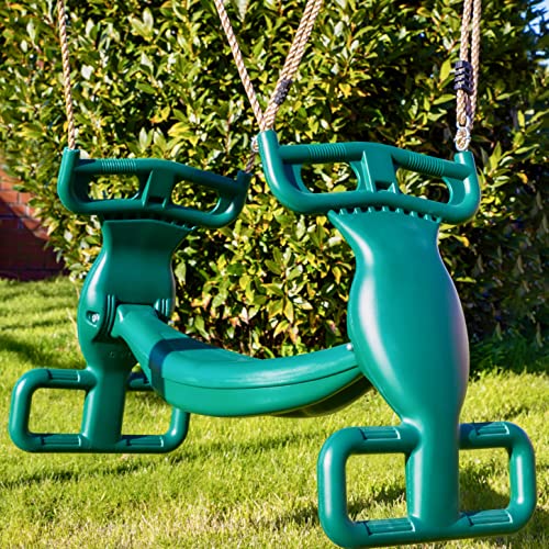 image for Rebo® Moulded Plastic Tandem Glider Two Child Swing Seat - Green | Ou