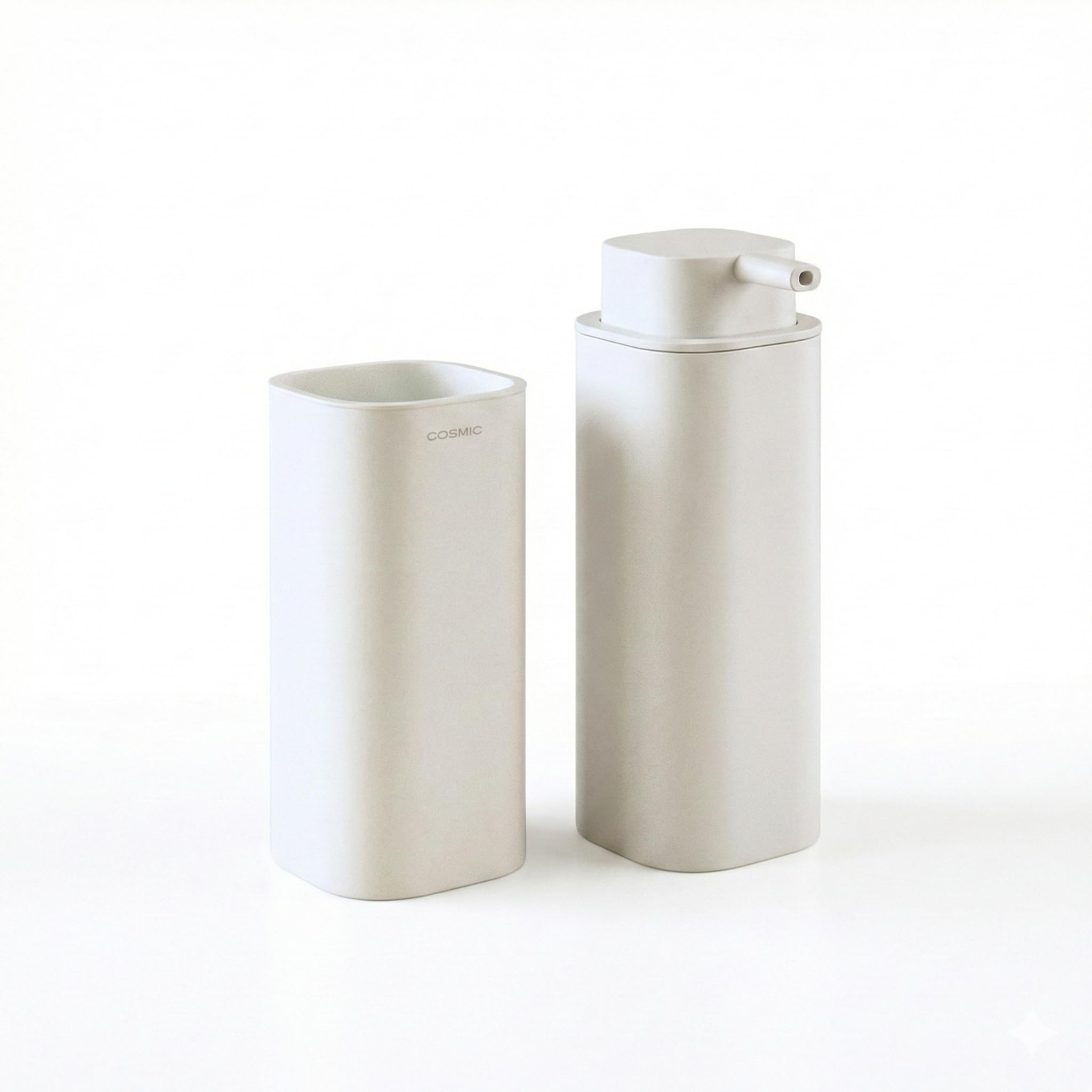 Lote de Productos para baño formado por Dispensador de Jabón y Portacepillos NEA Blanco Mate