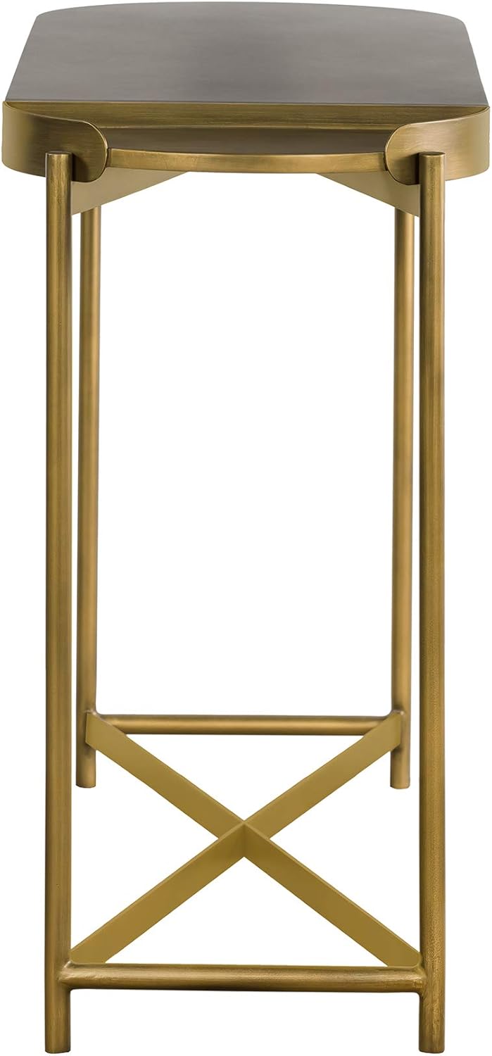 Armen Living LCDUCNCC Dua Grey Concrete Console Table with Antique Brass