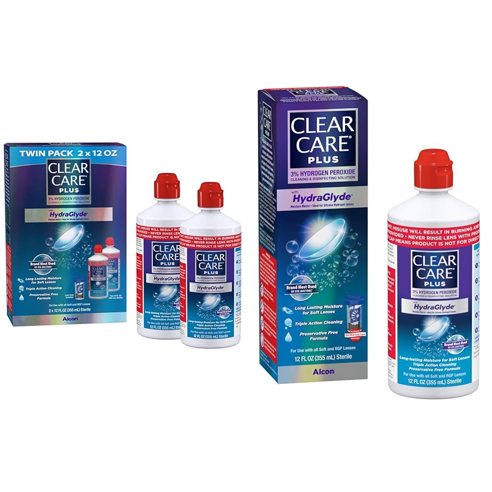 Plus Cleaning Solution Twin Pack with Disinfecting Solution, Multi 12 Oz Pack of 2