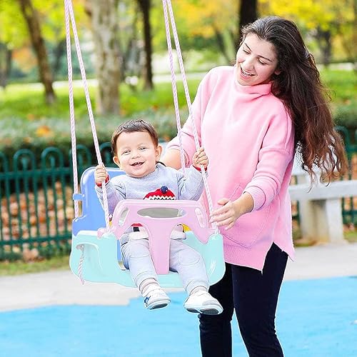 Miniatura 6 de Asiento de columpio 3 en 1 para niños, columpio para bebé al aire libre, antideslizante, cómodo y seguro, desmontable para bebés y adolescentes,