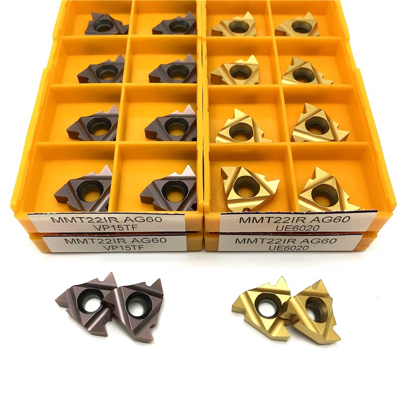 Tool Part for MMT22IR AG60 VP15TF Thread Turning Tool Insert Cutting Tool External Threading Lathe Tool CNC Thread Insert - (Angle: 22ER AG60 VP15TF)