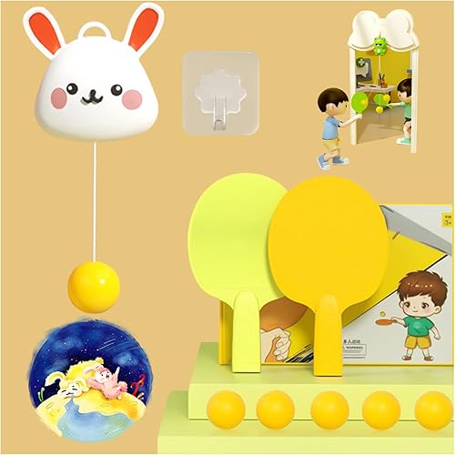 Miniatura 10 de Conjunto portátil de entrenamiento de tenis de mesa colgante para interiores, entrenador de pingpong para niños, tenis de mesa colgante, juego de