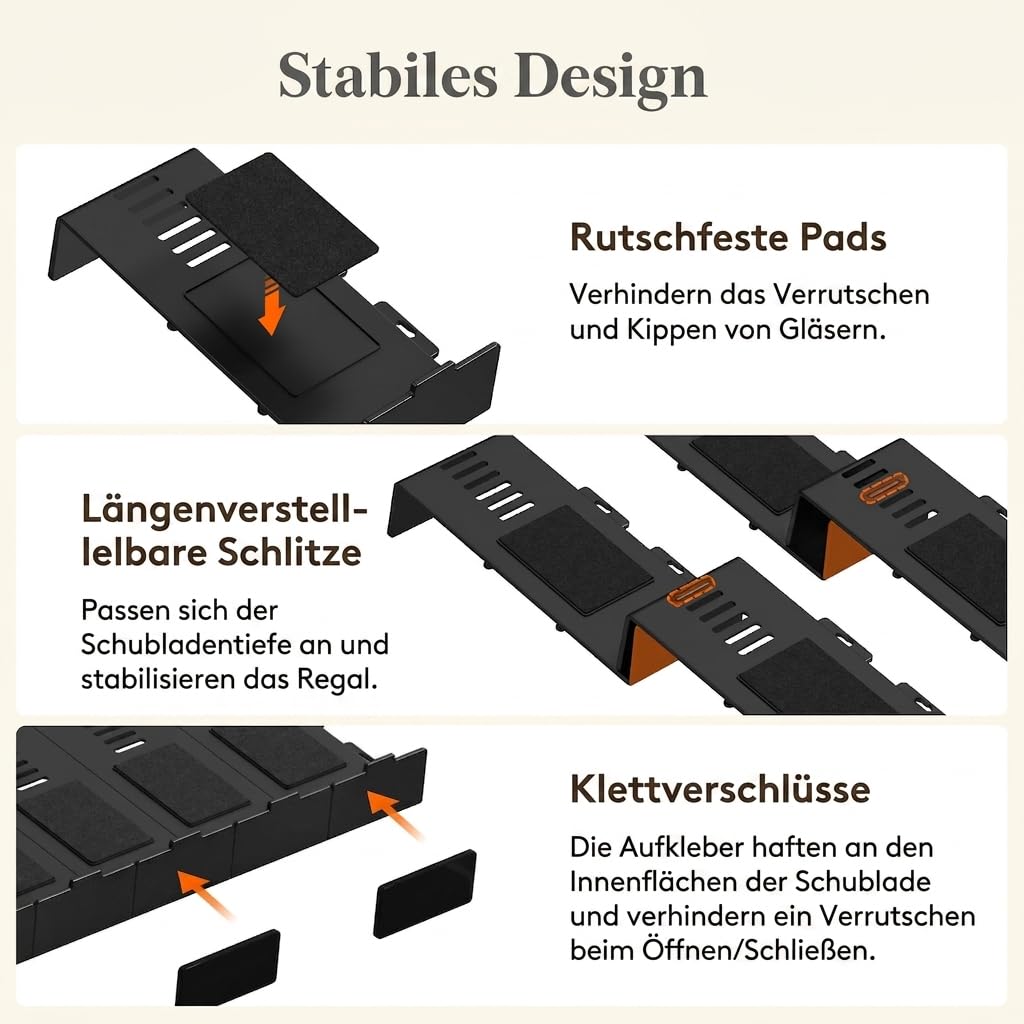 Lifewit Gewürzregal Schublade mit 24 Gewürzgläser und 250 Gewürzetiketten | Verstellbarer Gewürz Organizer mit Kleber und Antirutschpads, Gewürzhalter für Schubladen mit mindestens 7,5cm Ihnnenhöhe