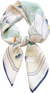 kcctoo 27.5" Mulberry Silk Like Head Scarf Women's Fashion Square Neck Satin Scarfs for Bag Hair Scarves Gift