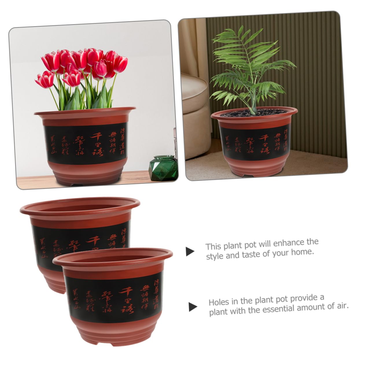 BESPORTBLE 2pièces Pots à Orchidées Plastique Jardinières pour Plantes Succulentes Et Cactus Contenants De Fleurs Brique Hauteur