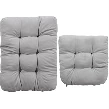 Rocking Chair Cushion Soft Rocking Chair Pads 2 Pcs/Set Back and Seat Indoor Cushions Non Slip Paded Glider Rocker Replacement Cushions with Ties Gray Glider Rocker Replacement